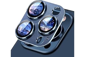 Canylile Compatible for iPhone 15 Pro/iPhone 15 Pro Max Camera Lens Protector, Metal Tempered Glass Rear Camera Screen Cover, Not Easy to Break, Strong Adsorption, Case-Friendly-Blue Titanium
