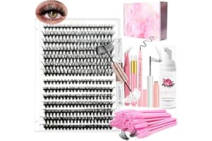 DNSGOOR DIY Lash Extension Kit 280 Pcs 9-16mm 30D+40D Individual Lashes Clusters with Lash Bond and Seal Glue Eyeliner Mascara Tweezers Lash Shampoo Cleansing Brush Lash Brush