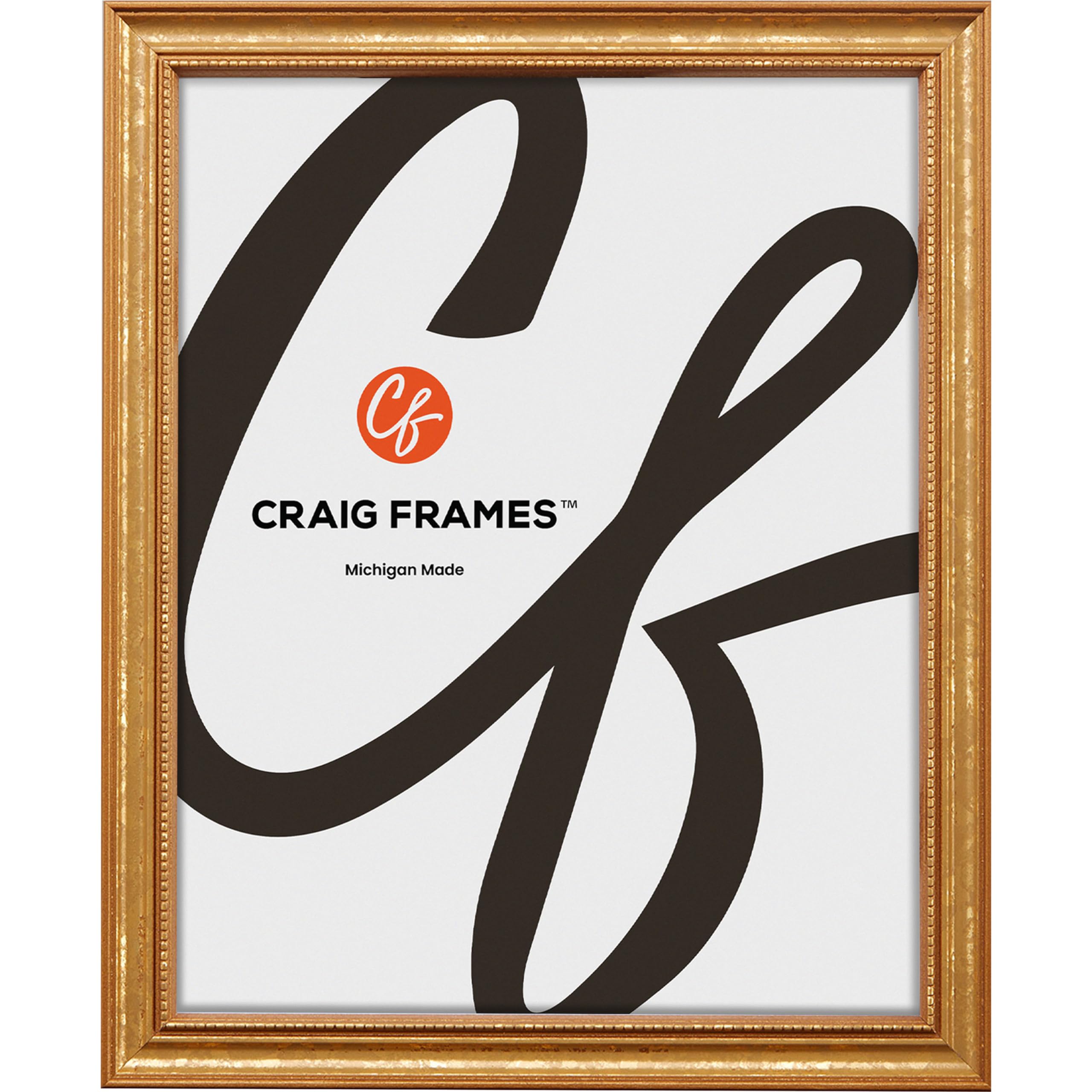 Photo 1 of Craig Frames 12x16 Picture Frame – Gold Ornate Style, 3/4 Inch Wide Solid Wood Moulding with Vintage Beaded Detail, Glass and Backing Included, Wall Display Frame for Art and Photos