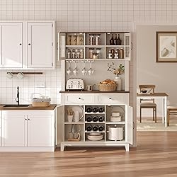 IDEALHOUSE 72" Wine Bar Cabinet with 4 Doors and 2