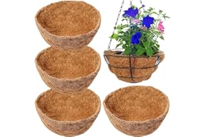 BLLREMIPSUR 4 Pcs Round Hanging Basket Liners, 12 Inch, Natural Coco Fiber, Wall Mounted Coconut Fibres Planter Liner for Hanging Basket Indoor Outdoor Garden Flower Pot