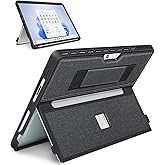 SSS·GRGB Case fit Microsoft Surface Pro 11/10/9/8 13-Inch, with Stent Cover, Hand Strap, All-in-one Rugged Case Compatible with Type Cover Keyboards, Black