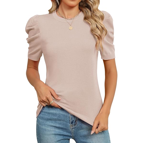 Cizayoi Women's Short Sleeve Mock Neck Turtleneck Sweater