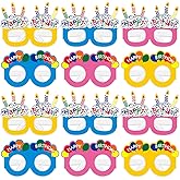 Runloon 12PCS Happy Birthday Glasses, Birthday Party Paper Eyeglasses Photo Booth Props for Birthdays Party Supplies Decorations