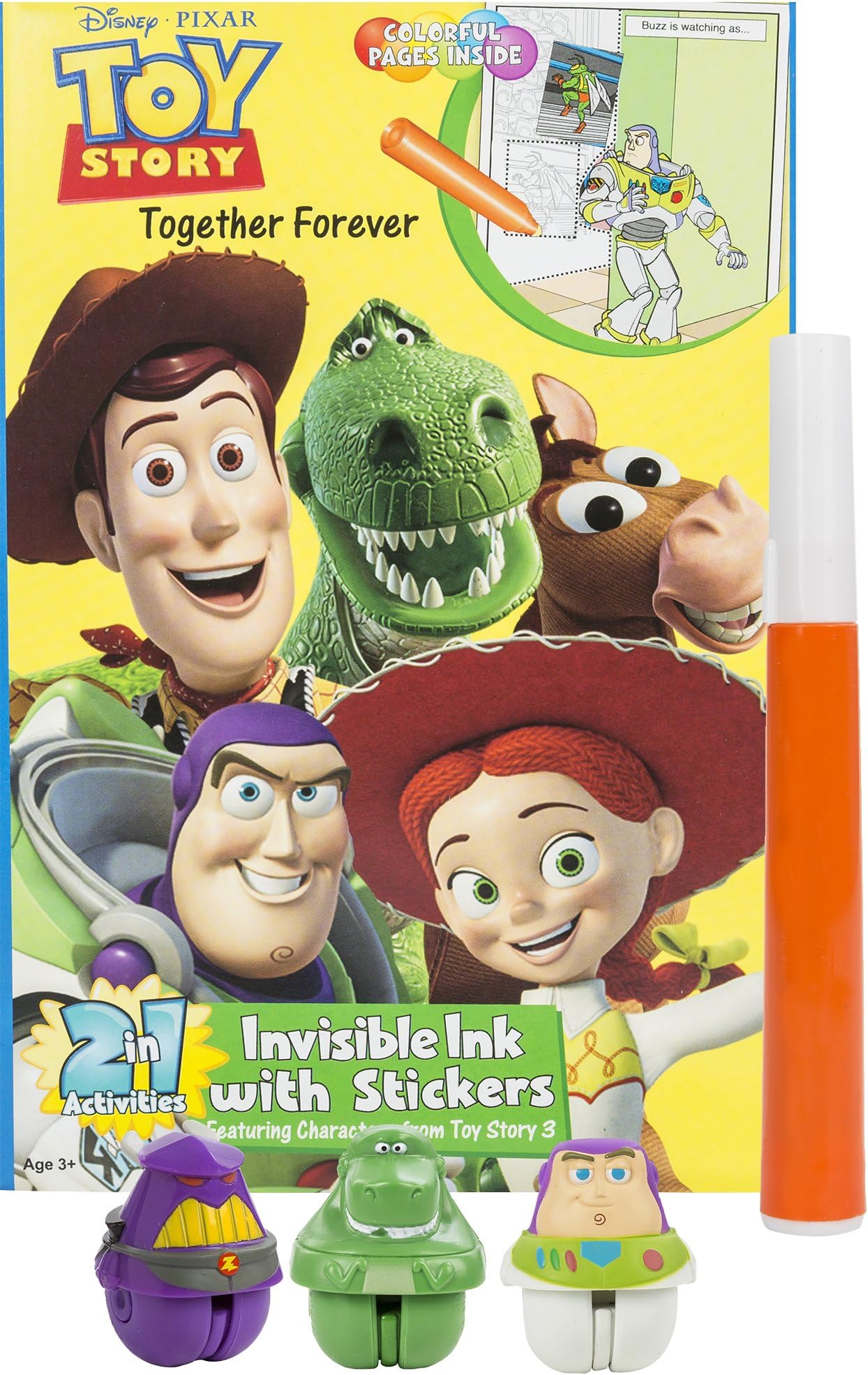 Disney Pixar Toy Story Zing'Ems Set of 3 Buzz, Zurg, & Rex with Together Forever Activity Book