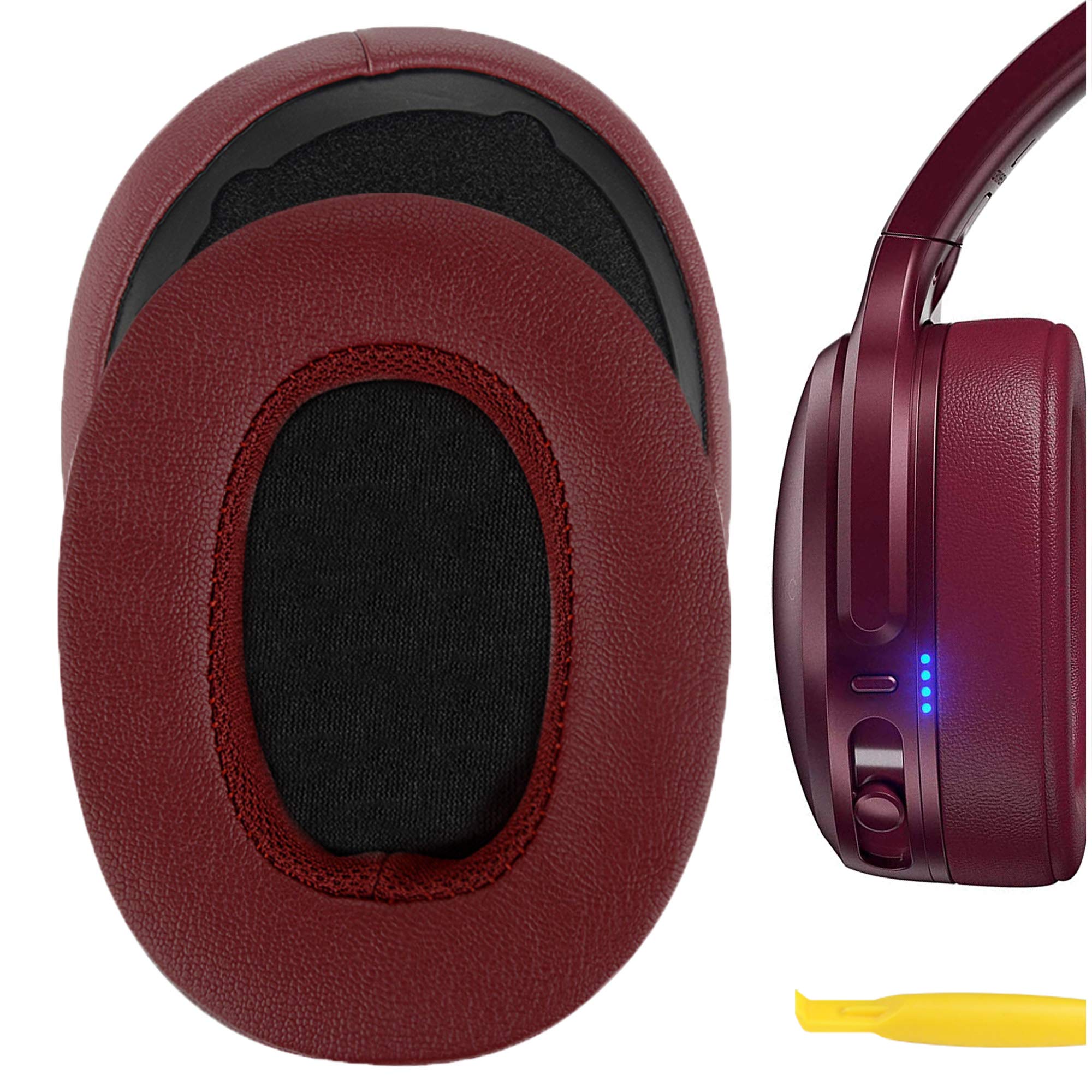 Geekria Replacement Ear Pads for Skullcandy Crusher Wireless/Crusher EVO/Crusher ANC, Hesh 3/ Hesh EVO/Hesh ANC, Venue ANC Headphones, Repair Parts with Video Guide (Deep Red)