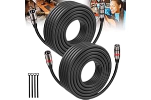 BIETRUN XLR Cables 50FT/16M 2 Packs, Premium Heavy Duty Balanced Microphone Cable with 3-Pin XLR Male to Female Microphone Cord Connector Compatible with Microphones,Mixer,Speaker Systems,Preamps and More