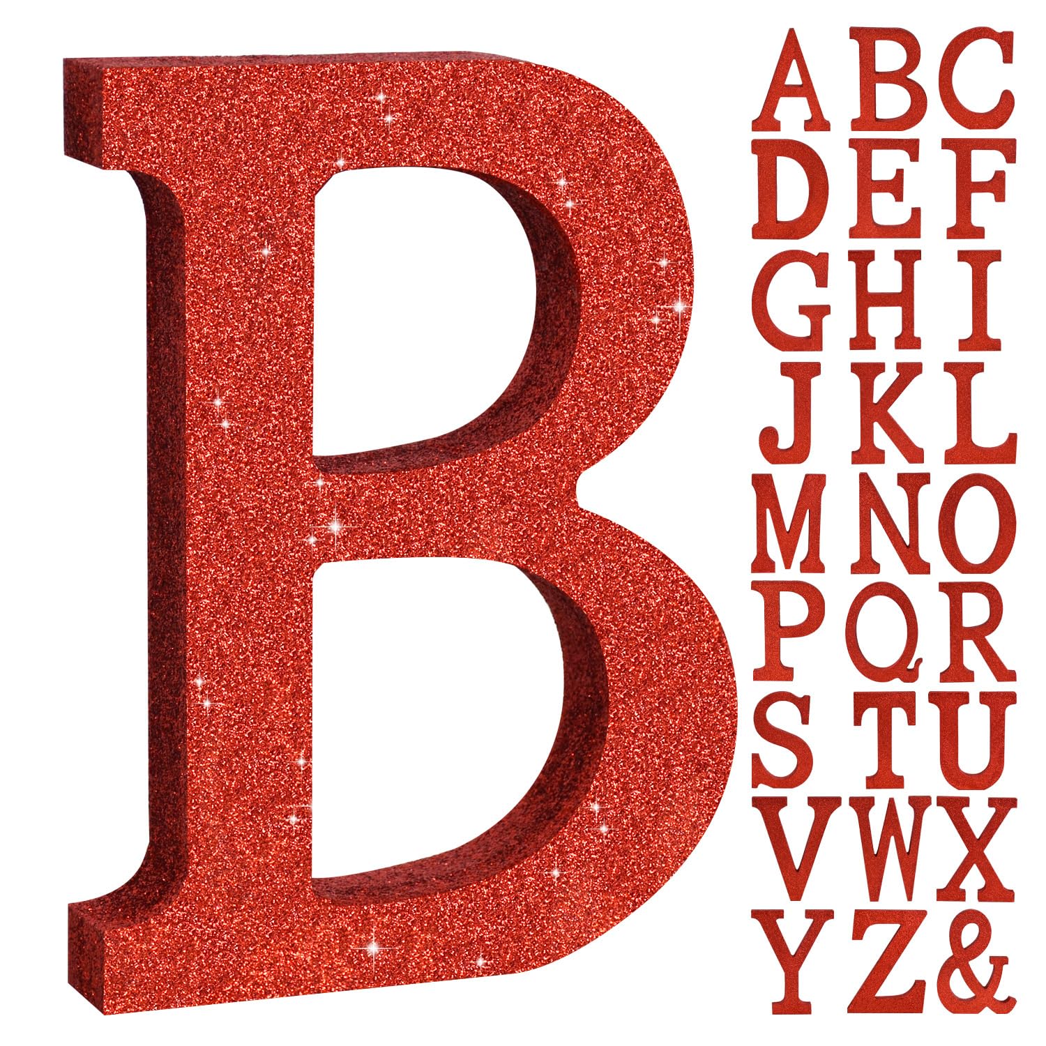 Photo 1 of TONIFUL 8 Inch Red Glitter Letter B Table Centerpiece A-Z Red Birthday Party Decorations,Red Alphabet B for Birthday,Chrismas,Graduation,Bridal Shower,Wedding,Anniversary Party Supplies