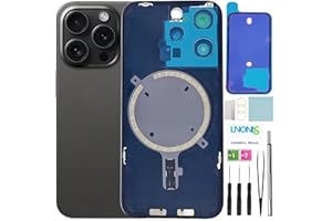 LNONLS 15 Pro Back Glass Replacement for iPhone 15 Pro Rear Back Cover Glass Waterproof and Camera Lens+Professional Repair Tool Kit (Black Titanium)