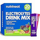 NutriNeat Electrolytes Powder Packets (20 Count), Electrolytes Powder Sugar Free, Fruity Daily IV Hydration Packets Perfect for Keto, Workout & Recovery (Raspberry, Grape, Watermelon, Lemon)