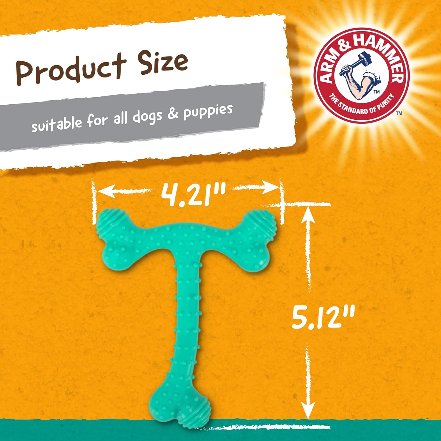 Arm & Hammer For Pets FF6305 Arm & Hammer Ora-Play T-Bone Dental Chew Toy for Dogs | Best Dog Chew Toy For the Toughest Chewers | Reduces Plaque & Tartar Buildup Without Brushing, Peanut Butter Flavor : Pet Supplies