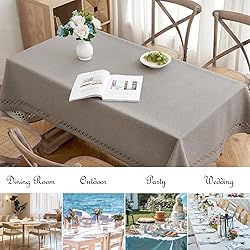 MIULEE Taupe Polyester Linen Rectangle Tablecloth