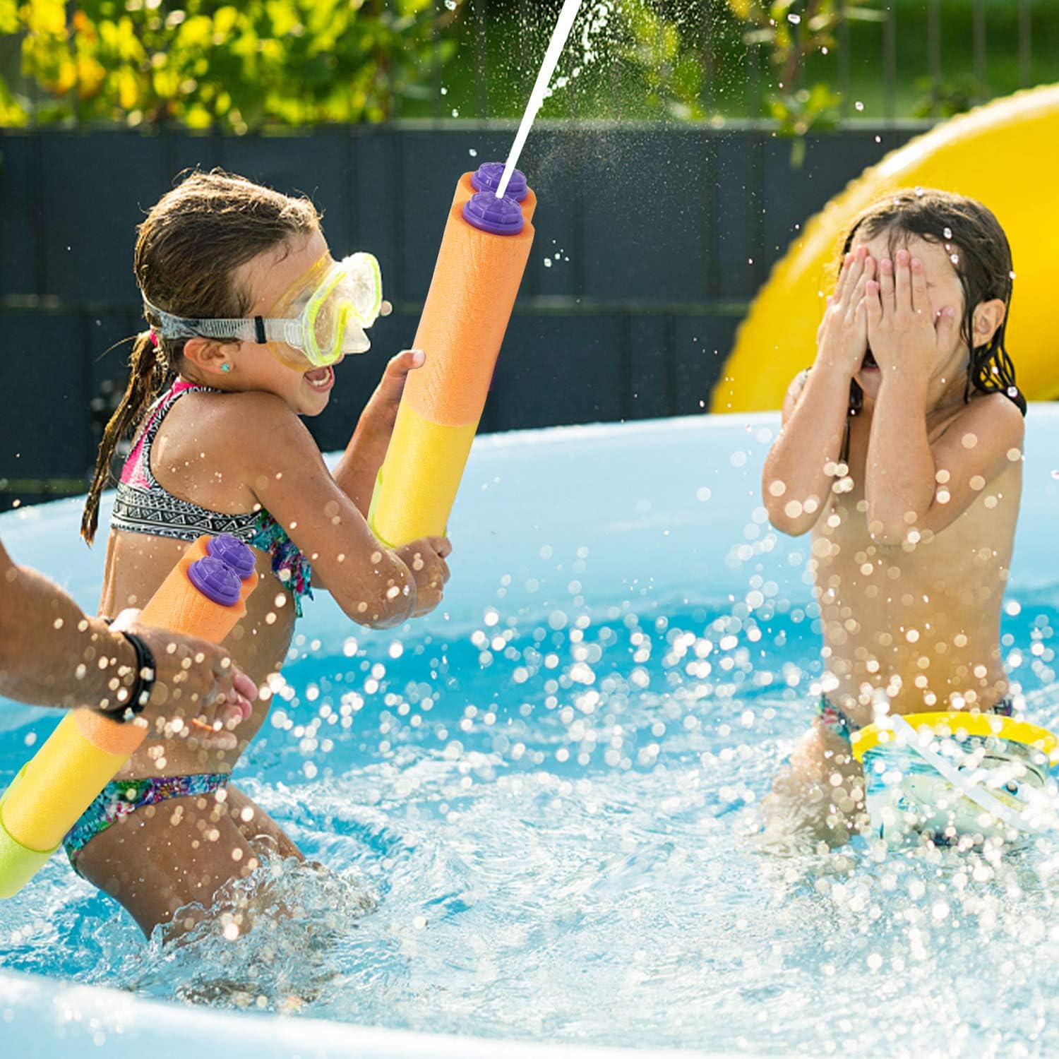 Water Blaster Squirt Guns for Kids Adult - 2 Pack Foam Dual-Head Muzzle Water Gun Funny Toys for Swimming Pool/Beach Sand/Backyard/Outdoor: Toys & Games
