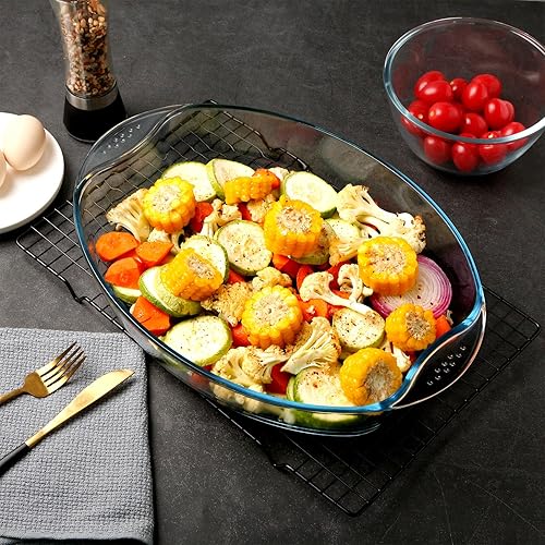 NUTRIUPS Quart Oval Deep Glass Baking Dish for Oven, Tempered Glass  Bakeware, Large Oval Glass Baking Pan