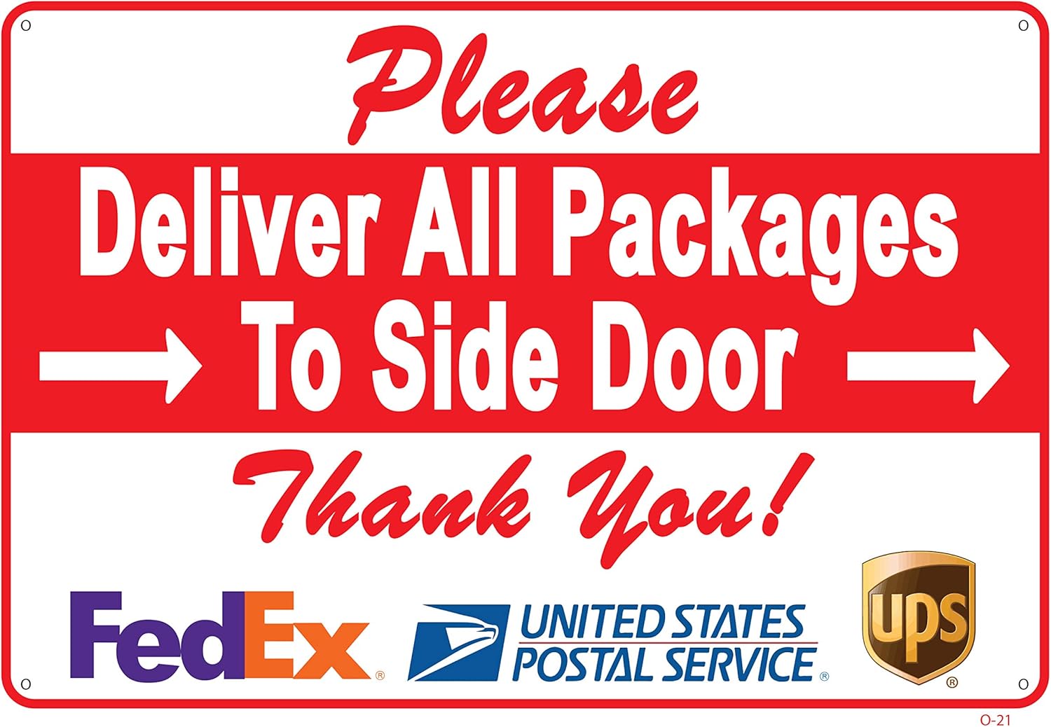 Deliver All Packages to Side Door Sign A Pleasant