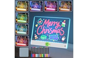 YECUIP Rechargeable LED Note Board with 7 Colors, 16-Inch Light Up Acrylic Dry Erase Board, Lumi Board Led Drawing Board with Invisible Stand Glow Doodle Board Birthday Christmas Gifts for Kids(13.8"X10.3")