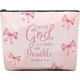 Bible Makeup Bag for Women, Christian Gifts for Women, Prayer Bible Supplies, Cute Aesthetic Coquette Pink Bow Cosmetic Bag Pouch