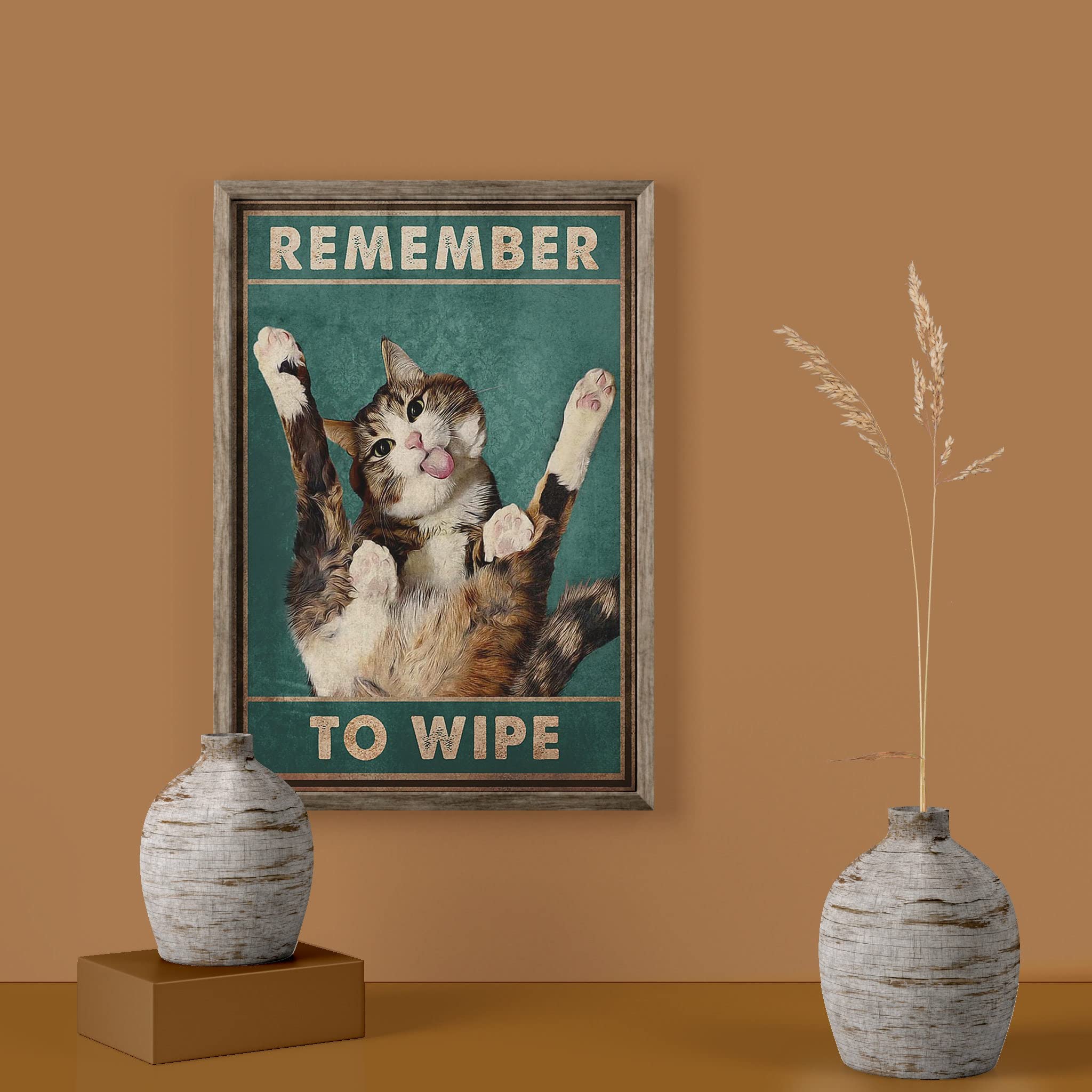 Eeypy Cat Poster Remember To Wipe Poster Funny Cat Bathroom Sign Love Cat Wrapped Vintage Cat Home Decor Cat Wipe Wall Art Metal Tin Sign For Home Restaurant Bathroom 8x12 Inch