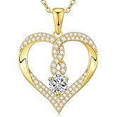 LOUISA SECRET Infinity Heart Birthstone Necklaces for Women, 925 Sterling Silver Forever Love Pendant Jewelry for Her, Ideal Gift for Wife, Girlfriend, Mom on Birthday, Anniversary, Mother's Day Gift
