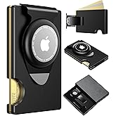 Apple Airtag Wallet Men Slim : Metal Air Tag Wallets Wallet with 2 Money Clip Replaceable Gift Boxed Set for Male Husband at Anniversay Brithday