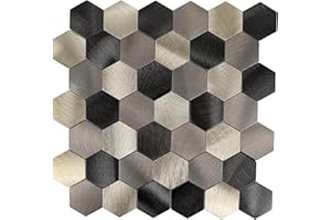Miscasa Hexagon Peel and Stick Backsplah Tile | Mix Brown Self Adhesive Kitchen Backsplash Tiles | Stick On Bathroom Wall Tiles | 12 Tiles