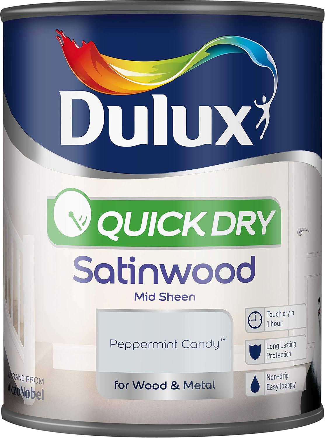 Dulux Quick Dry Satinwood Paint For Wood And Metal Peppermint Candy
