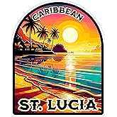 Saint St. Lucia Caribbean Sticker 4 Inch City Travel Souvenir Destination - Waterproof Vinyl Decal for Laptop Water Bottle Car Tumbler - Durable Aesthetic Long-Lasting Stickers for Adults ID44990