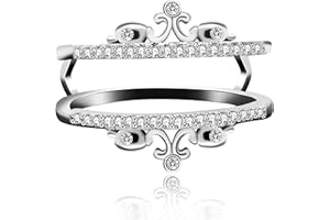 Uloveido Fashion Silver Color Princess Crown Ring Enhancer White Gold Plated for Women CZ Created Diamond Anniversary Wedding Halo Ring Enhancer for Female Y476