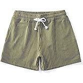 FIROTTII Mens Sweat Workout Shorts 5 Inch Cotton Terry Sweatshort Casual Striped Pajamas Summer Athletic Short