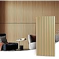 Art3d 2 Wood Slat Acoustic Panels for Wall and Ceiling - 3D Fluted Sound Absorbing Panel with Wood Finish - Oak