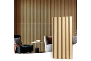 Art3d 2 Wood Slat Acoustic Panels for Wall and Ceiling - 3D Fluted Sound Absorbing Panel with Wood Finish - Oak