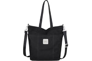 Iswee Canvas Tote Bag with Zipper Multi Pockets Tote Purse for Women Fashion Crossbody Tote Shoulder Bag Handbag Everyday Bag