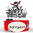 Ninja Happy Birthday Cake Topper - Black Glitter Martial Arts Karate Kung Fu Warriors Cake Pick for Theme Baby Shower Kids Birthday Party Decorations Supplies (1 PCS)