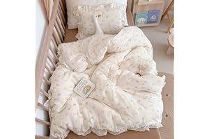 BuLuTu Baby Duckling Print Duvet Cover 47x59 Inch, Soft Muslin Duvet Cover for Boys Girls Crib Bedding Gift for Toddlers, Duck Print (Pillowcase Not Included)