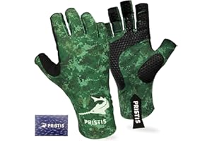 Pristis Half-Finger Fishing Gloves, UPF 50+ Breathable Quick Drying Fingerless Sun Gloves for Women Men, Fly Fishing Hunting 