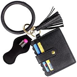 BIHRTC Wristlet Wallet Keychain with Lipstick