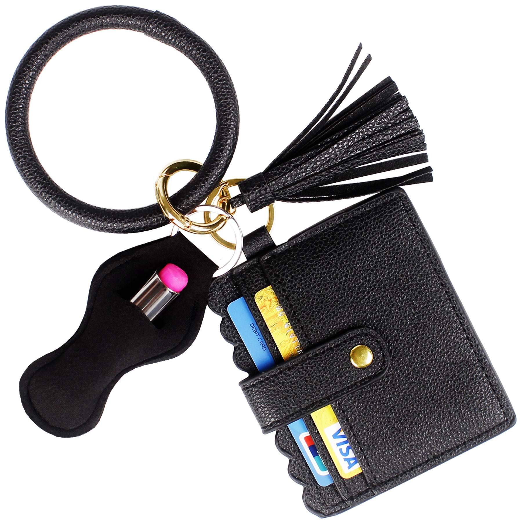 BIHRTC Wristlet Wallet Keychain with Lipstick