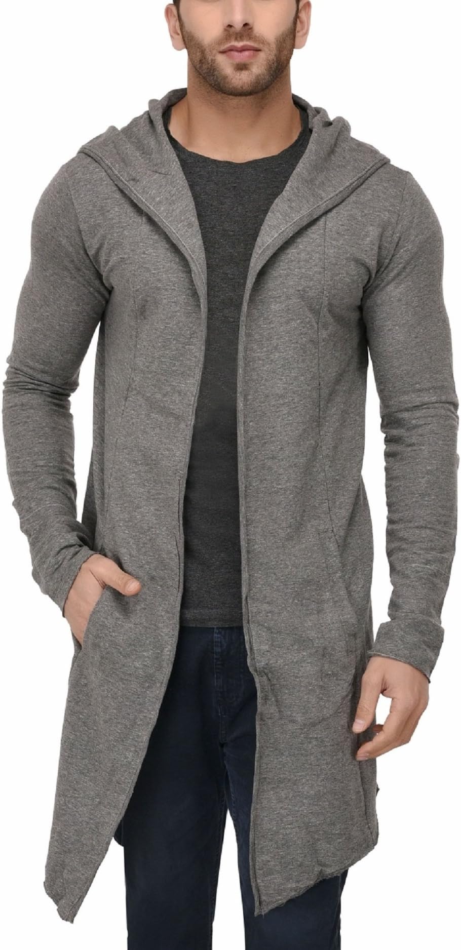 DENIMHOLIC Men's Cotton Hooded Long Line Cardigan