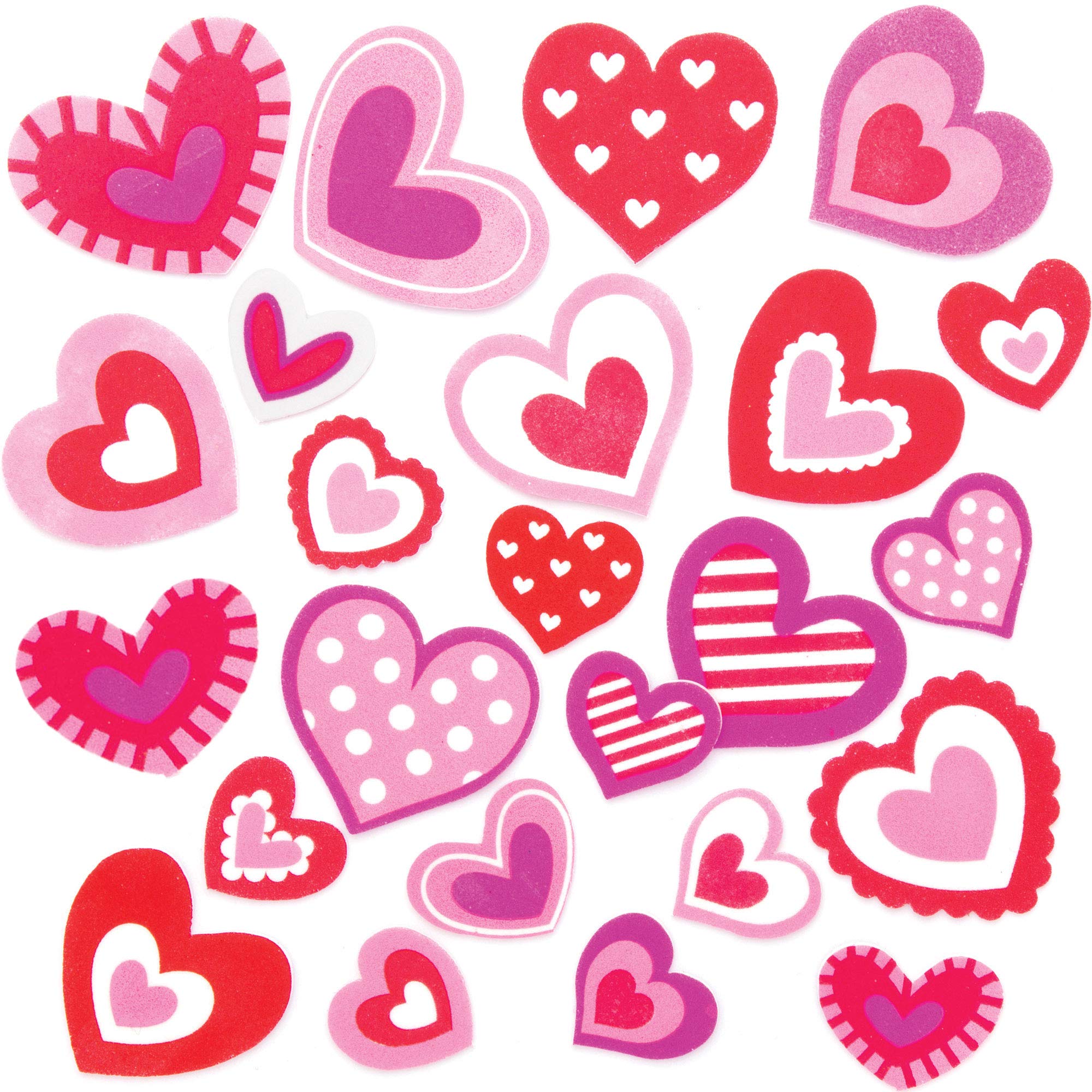 Baker Ross AT550 Heart Foam Stickers - Pack of 120, Self-adhesives, Perfect for Children to Decorate Collages and Crafts, Ideal for Schools, Craft Groups, Party Crafting, Home