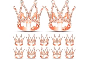 YULEJO 12 Pieces Crown Cake Topper Mini Baby Crown Tiny Queen Crown Small Princess Headpiece Cake Decoration for Women Lady Girl Bridal Wedding Royal Themed Baby Shower Decor Birthday Party (Rose Gold)