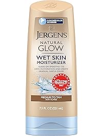 Jergens Natural Glow Wet Skin Moisturizer for Body, Medium to Tan Skin Tones, 7.5 Ounces