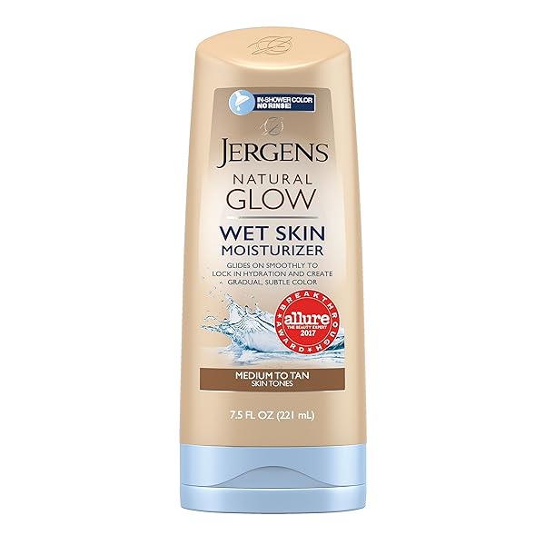 JERGENS NATURAL GLOW WET SKIN MOISTURIZER FOR BODY, MEDIUM TO TAN SKIN TONES, 7.5 OUNCE