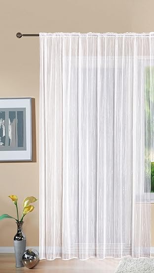 Gardine Store Jacquard Isabella HxB 225x300 cm Kräuselband Universalband Weiß Längsstreifen Transparent Voile Vorhang Wohnzim