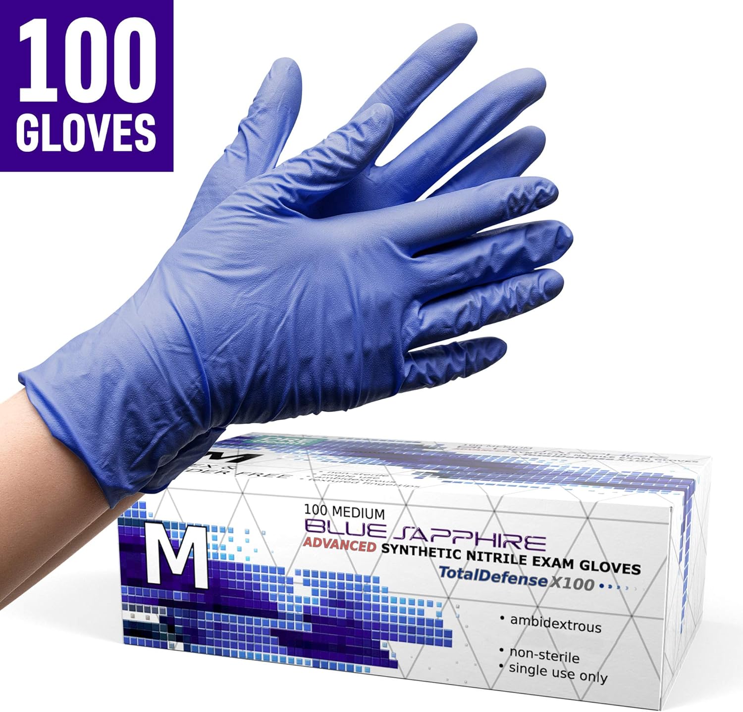 Synthetic Nitrile Disposable Gloves Medium -100 Pack -Latex Free Medical Gloves: Clothing