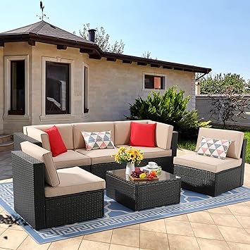 Amazon.com: Vongrasig - Juego de 6 muebles de patio pequeños, sofá