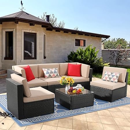 Amazon.com: Vongrasig - Juego de 6 muebles de patio pequeños, sofá