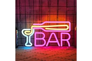 CoolGift Mart Bar Neon Sign, Dimmable LED Bar Light for Wall Decor, USB Powered, Aesthetic Decoration for Home Bar, Bistro, P