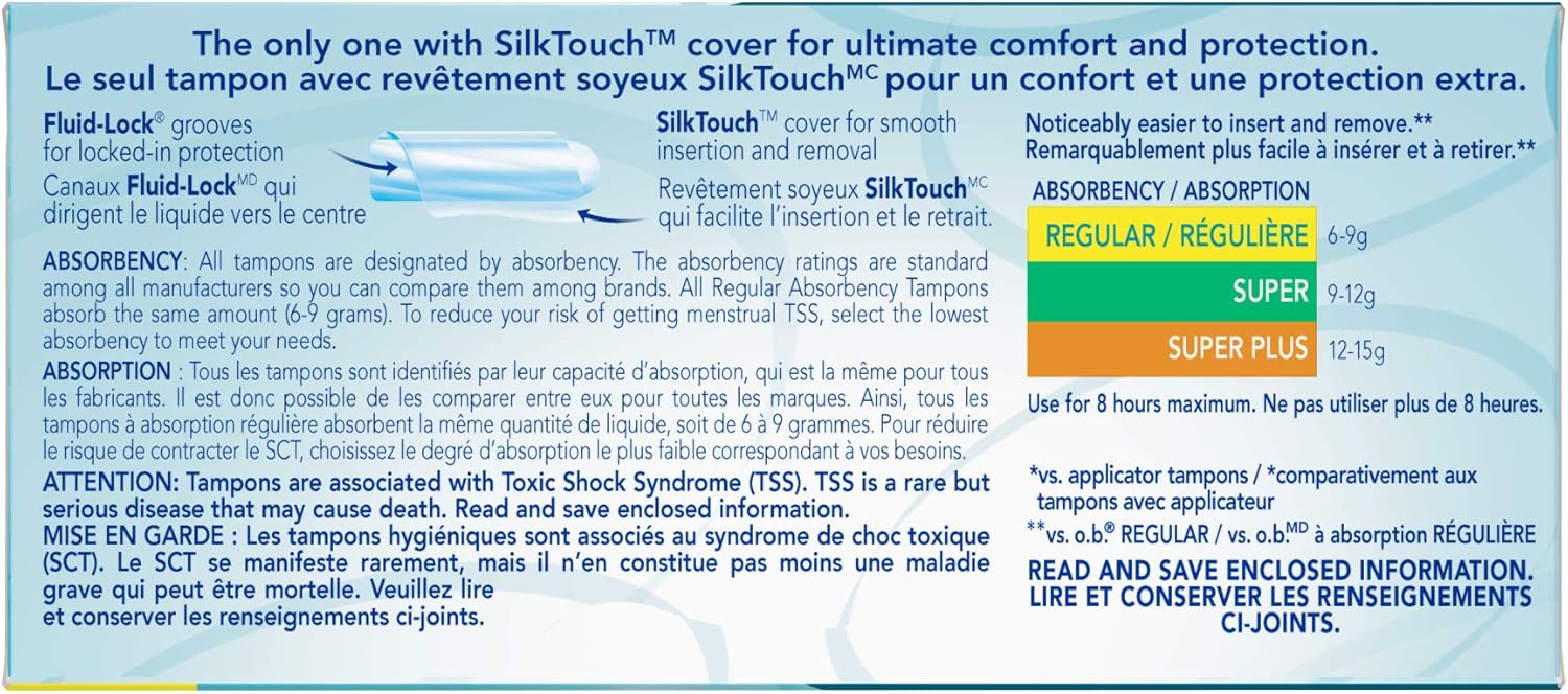 o.b. Pro Comfort Applicator Free Digital Tampons, Regular Absorbancy, 40 Count (Pack of 1): Health & Personal Care
