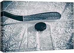 wall26 Canvas Print Wall Art Hockey Stick & Puck on