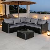 Panana 5 Seater Rattan Corner Sofa Set with Coffee Table and Cover view 2